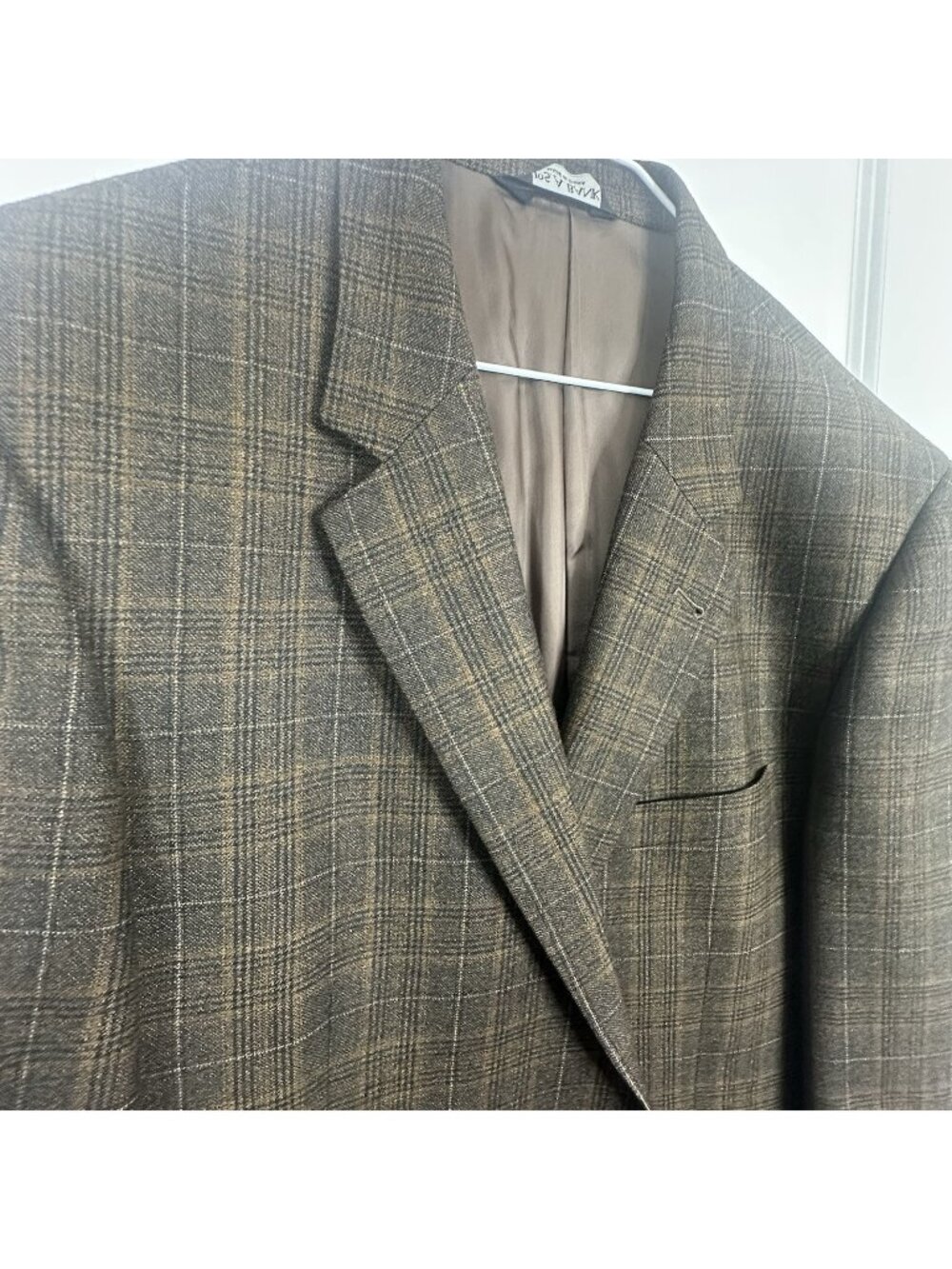 JOS A BANK Mens Brown PLAID 100% WOOL Sport Coat Suit Jacket Blazer 48L